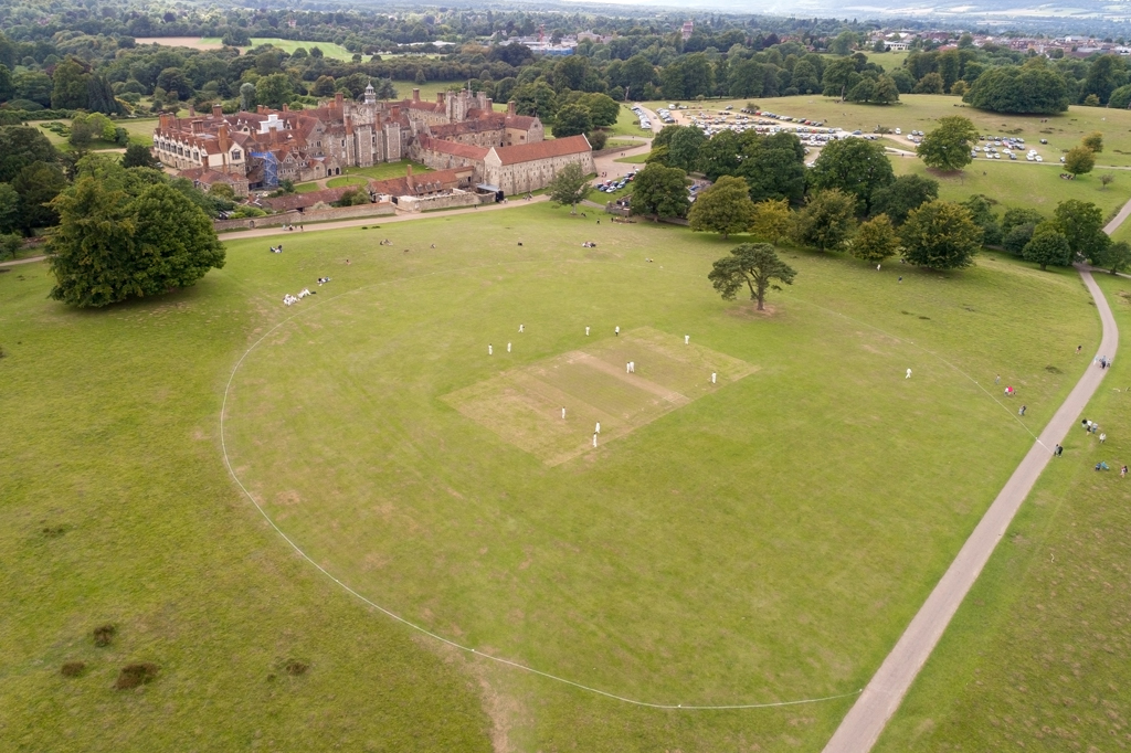 Aerial view of Sennocke Cricket Club in Knole Park